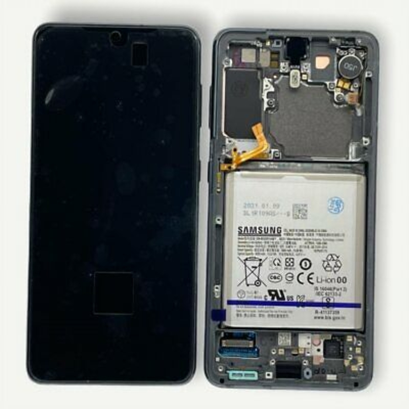 Imagen de Pantalla Original LCD y Tactil Con Marco +batería Samsung Galaxy S21 5G Gris 