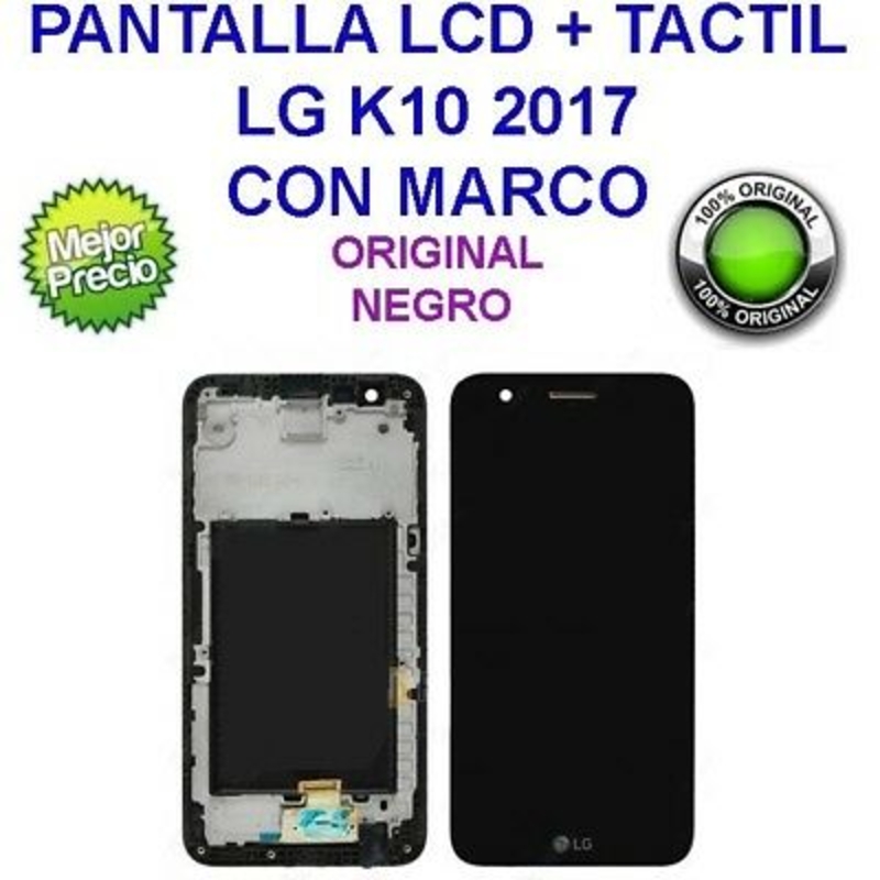 Imagen de Repuesto Pantalla movil CON MARCO LG K10 2017 Negra X400 M250N  
